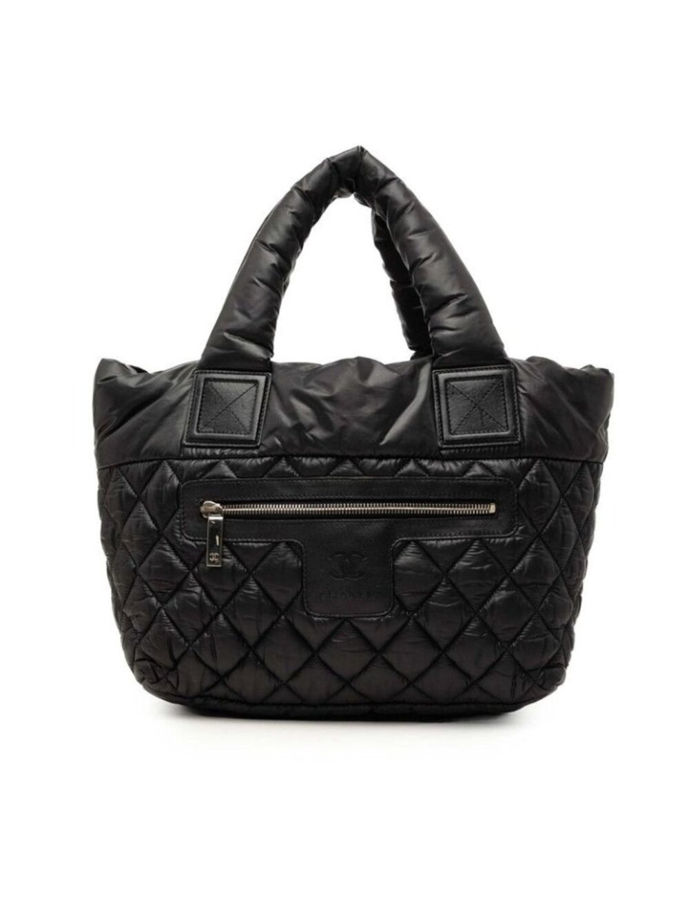 Chanel Coco Cocoon CC Logo Handbag Black Nylon Leather